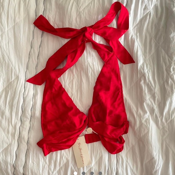 For Love and Lemons Gabriella Silk Dot Halter Top - Picture 4 of 5